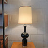 Midcentury Moorish Black High Gloss Ceramic Table Lamp