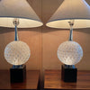 Hollywood Regency Cut Glass Globe Table Lamps