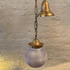 Prismatic Holophane Glass And Brass 6in Globe Pendant Light