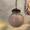 Prismatic Holophane Glass And Brass 8in Globe Pendant Light