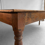 Antique Rustic English Walnut Farm Table