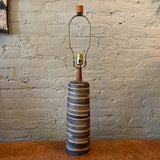 Mid Century Modern Art Pottery Swirled Earthen Tone Table Lamp By Gordon Martz