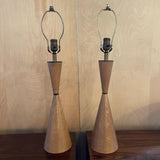 Pair Of Midcentury Leather Hourglass Table Lamps