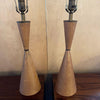 Pair Of Midcentury Leather Hourglass Table Lamps