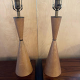 Pair Of Midcentury Leather Hourglass Table Lamps