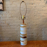 Mid Century Modern Art Pottery Swirled Blue Table Lamp By Gordon Martz