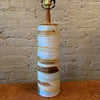 Mid Century Modern Art Pottery Swirled Blue Table Lamp By Gordon Martz