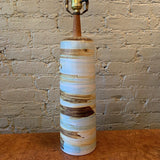 Mid Century Modern Art Pottery Swirled Blue Table Lamp By Gordon Martz