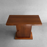 Midcentury Walnut Pedestal Console Table