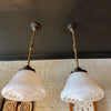 Industrial Art Deco Milk Glass Cone Pharmacy Pendant Light