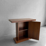 Midcentury Walnut Pedestal Console Table