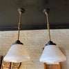 Industrial Art Deco Milk Glass Cone Pharmacy Pendant Light