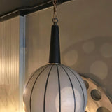 Mid-Century Striped Globe Pendant Light