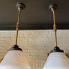 Industrial Art Deco Milk Glass Cone Pharmacy Pendant Light