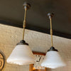 Industrial Art Deco Milk Glass Cone Pharmacy Pendant Light