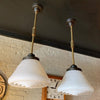 Industrial Art Deco Milk Glass Cone Pharmacy Pendant Light
