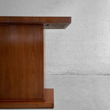 Midcentury Walnut Pedestal Console Table
