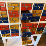 Custom Color Block Modular Library Card Catalog Cabinet