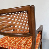 Mid Century Modern Cane Back Walnut Armchair