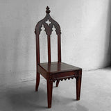 Antique Gothic Carved Mahogany Church Chair