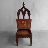 Antique Gothic Carved Mahogany Church Chair