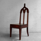Antique Gothic Carved Mahogany Church Chair