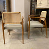 Pair Of Italian Mid Century Modern Rattan Leather Armchairs