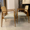 Pair Of Italian Mid Century Modern Rattan Leather Armchairs