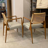 Pair Of Italian Mid Century Modern Rattan Leather Armchairs