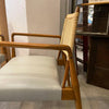 Pair Of Italian Mid Century Modern Rattan Leather Armchairs