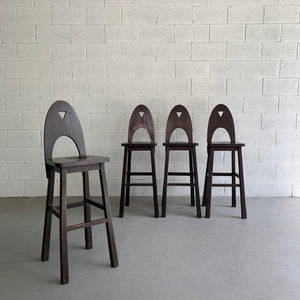 Ebonized Oak Mission Bar Stools