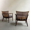 Pair Of Bert England Mahogany Cane Back Armchairs