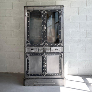 Art Deco Industrial Brushed Steel Apothecary Display Cabinet