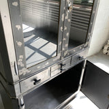 Art Deco Industrial Brushed Steel Apothecary Display Cabinet