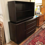 Heywood Wakefield Ebonized Maple Tambour Credenza Hutch