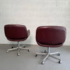Mid Century Modern Leather Office Conference Swivel Armchairs by Brayton International