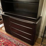 Heywood Wakefield Ebonized Maple Tambour Credenza Hutch