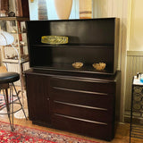 Heywood Wakefield Ebonized Maple Tambour Credenza Hutch