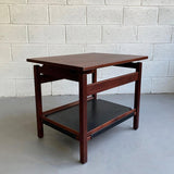 Danish Modern Teak And Leather Side Table