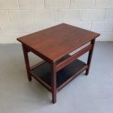 Danish Modern Teak And Leather Side Table