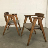 Mid-Century Oak Compass Chairs