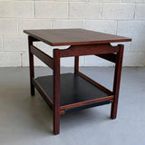 Danish Modern Teak And Leather Side Table