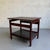 Danish Modern Teak And Leather Side Table