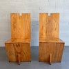 Post Modern Artisan Made Angular Oak And Steel Chairs