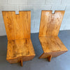 Post Modern Artisan Made Angular Oak And Steel Chairs