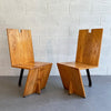 Post Modern Artisan Made Angular Oak And Steel Chairs