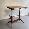 Antique Cast Iron And Pine Adjustable Drafting Table