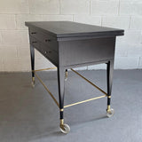 Paul McCobb For Calvin Ebonized Mahogany Extension Bar Serving Cart