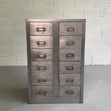 Mid Century Industrial Brushed Steel Office Filing Cabinet