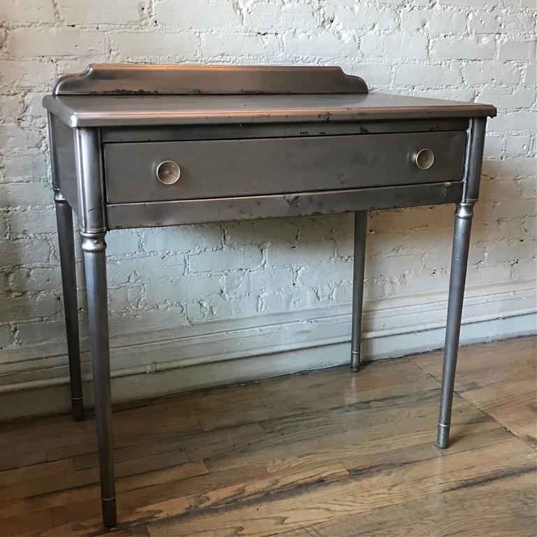 Vintage Brushed Steel Simmons Sheraton Series Vanity Writing Desk